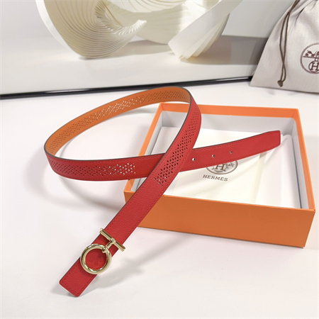 Hermes Reversible Belt 25MM Epsom Leather Gold Tone Hardware Red/Orange