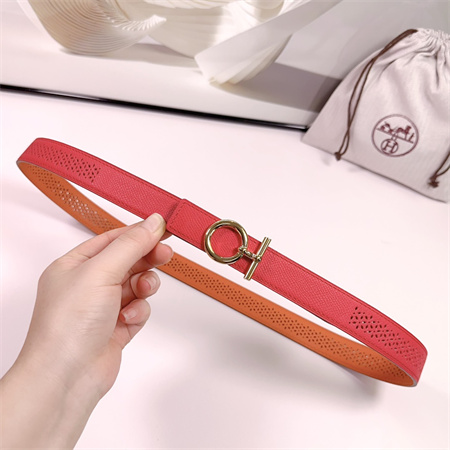 Hermes Reversible Belt 25MM Epsom Leather Gold Tone Hardware Red/Orange
