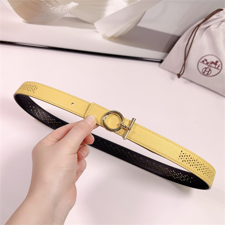 Hermes Reversible Belt 25MM Epsom Leather Gold Tone Hardware Yellow/Black