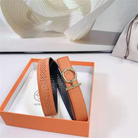 Hermes Reversible Belt 25MM Epsom Leather Gold Tone Hardware Orange/Black