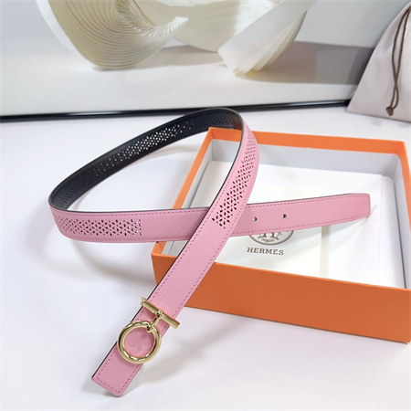 Hermes Reversible Belt 25MM Epsom Leather Gold Tone Hardware Pink/Black