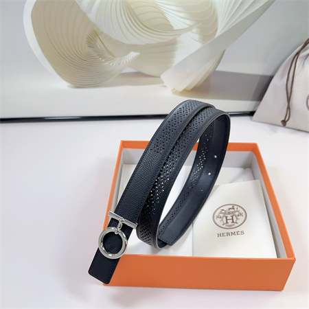 Hermes Reversible Belt 25MM Epsom Leather Silver Tone Hardware Black