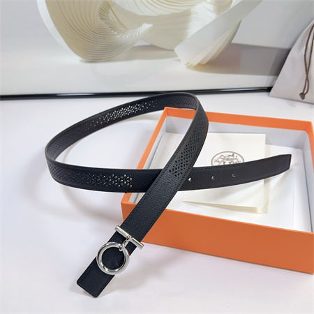 Hermes Reversible Belt 25MM Epsom Leather Silver Tone Hardware Black
