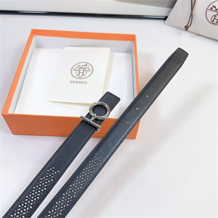 Hermes Reversible Belt 25MM Epsom Leather Silver Tone Hardware Black