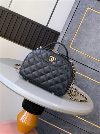 Chanel Mini Top Handle Bag With Chain Grained Calfskin Gold Tone Metal Black AP4438