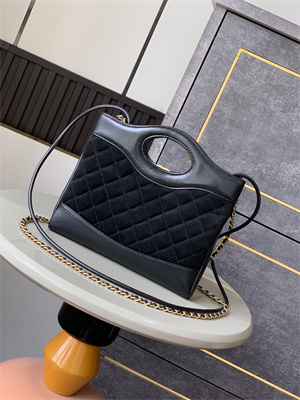 CHANEL 31 Mini Shopping Bag Suede&Calfskin Gold Tone Metal Black AS4133