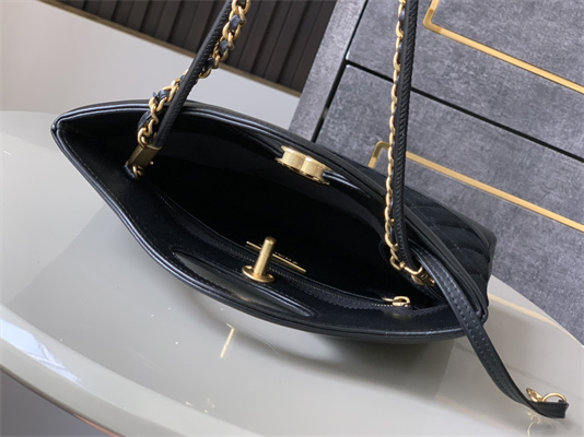 CHANEL 31 Mini Shopping Bag Suede&Calfskin Gold Tone Metal Black AS4133