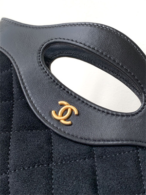 CHANEL 31 Nano Chain Bag Suede&Calfskin Gold Tone Metal Black AS3656