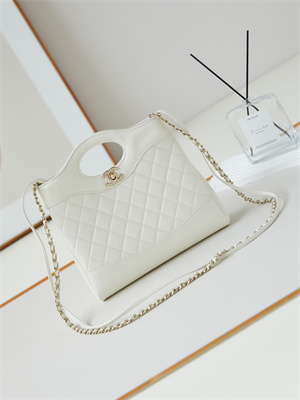 Chanel 31 Mini Shopping Bag Lambskin & Gold-Tone Metal White AS4133