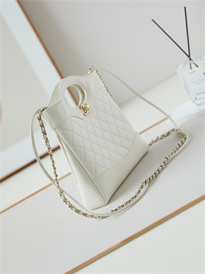 Chanel 31 Mini Shopping Bag Lambskin & Gold-Tone Metal White AS4133
