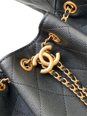 Chanel 25 Small Handbag Grained Calfskin Gold Tone Metal Black AS5293