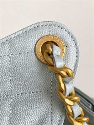 Chanel 25 Small Handbag Grained Calfskin Gold Tone Metal Blue AS5293