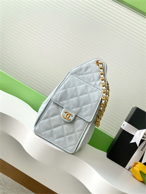 Chanel 25 Small Handbag Grained Calfskin Gold Tone Metal Blue AS5293