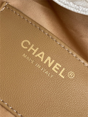 Chanel 25 Small Handbag Grained Calfskin Gold Tone Metal White AS5293