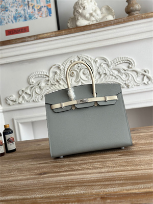 Bir.kin Sellier Bag Epsom Leather 25CM Gold/Silver Hardware In Blue Glacier/Craie HS