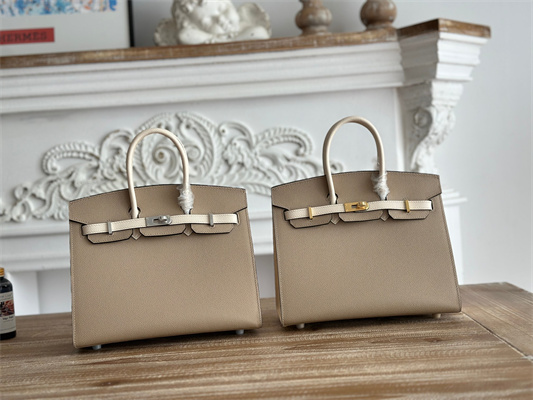 Bir.kin Sellier Bag Epsom Leather 25CM Gold/Silver Hardware In Trench/Craie HS