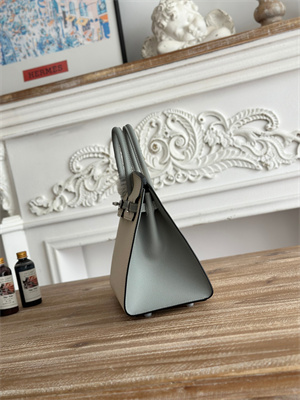 Bir.kin Sellier Bag Epsom Leather 25CM Gold/Silver Hardware In Craie/Blue Glacier HS