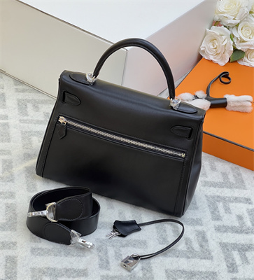 Kelly Lakis Bag Swift Leather 28 Silver Hardware In Black Color HS