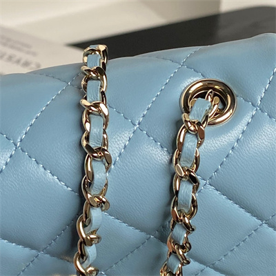 Chanel FLAP PHONE HOLDER WITH CHAIN Lambskin Gold-Tone Metal Blue AP4592
