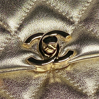 Chanel FLAP PHONE HOLDER WITH CHAIN Lambskin Gold-Tone Metal Gold AP4592