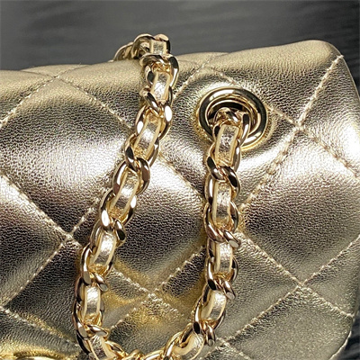 Chanel FLAP PHONE HOLDER WITH CHAIN Lambskin Gold-Tone Metal Gold AP4592