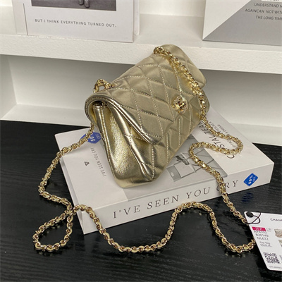 Chanel FLAP PHONE HOLDER WITH CHAIN Lambskin Gold-Tone Metal Gold AP4592