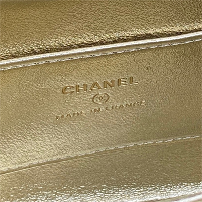Chanel FLAP PHONE HOLDER WITH CHAIN Lambskin Gold-Tone Metal Gold AP4592