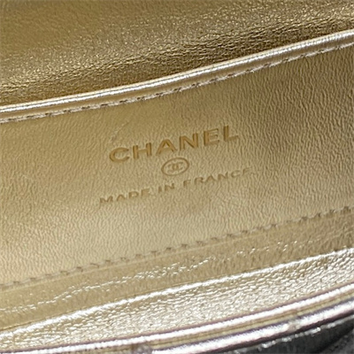 Chanel Mini FLAP PHONE HOLDER WITH CHAIN Lambskin Gold-Tone Metal Gold AP4593