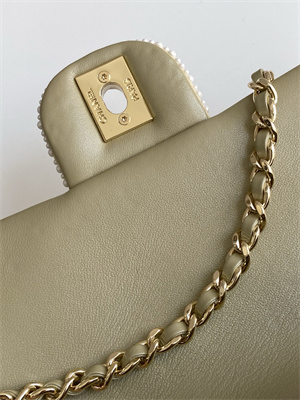 Cha.nel Mini Classic Flap Bag With Pearl Gold Tone Metal AS4298