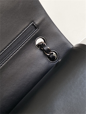 Cha.nel Medium Classic Flap Bag With Pearl Gold Tone Metal Black AS1112