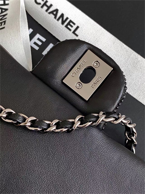 Cha.nel Mini Classic Flap Bag With Pearl Gold Tone Metal Black AS4298