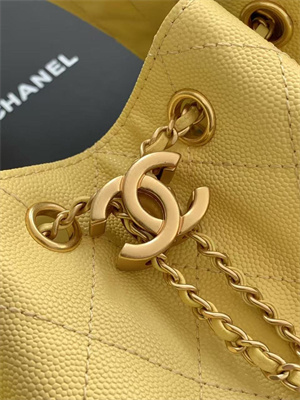 Chanel 25 Small Handbag Grained Calfskin Gold Tone Metal Yellow AS5293
