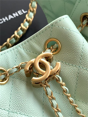 Chanel 25 Small Handbag Grained Calfskin Gold Tone Metal Lt Green AS5293