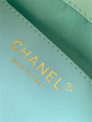 Chanel 25 Small Handbag Grained Calfskin Gold Tone Metal Lt Green AS5293