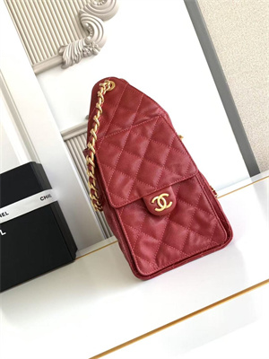 Chanel 25 Small Handbag Grained Calfskin Gold Tone Metal Dk Red AS5293