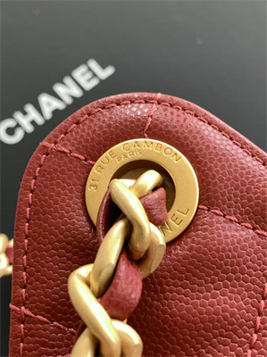 Chanel 25 Small Handbag Grained Calfskin Gold Tone Metal Dk Red AS5293
