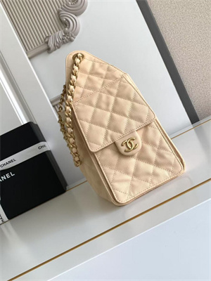 Chanel 25 Small Handbag Grained Calfskin Gold Tone Metal Beige AS5293
