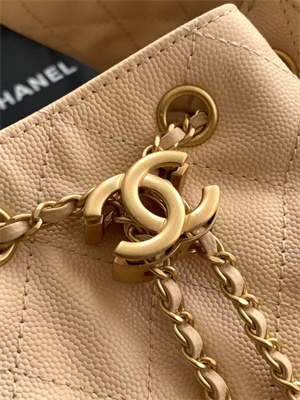 Chanel 25 Small Handbag Grained Calfskin Gold Tone Metal Beige AS5293