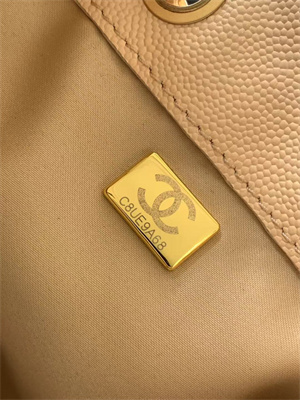Chanel 25 Small Handbag Grained Calfskin Gold Tone Metal Beige AS5293