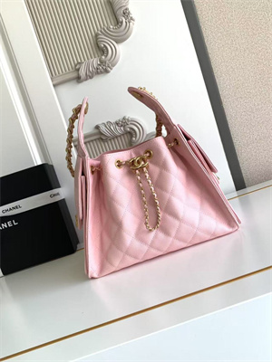 Chanel 25 Small Handbag Grained Calfskin Gold Tone Metal Pink AS5293