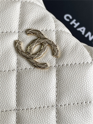 Chanel Coco Crush Top Handle Bag Grained Calfskin Gold Tone Metal White AP4591