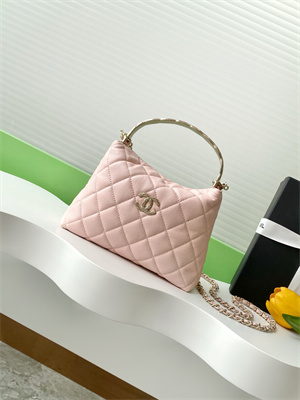 Chanel Coco Crush Top Handle Bag Grained Calfskin Gold Tone Metal Pink AP4591