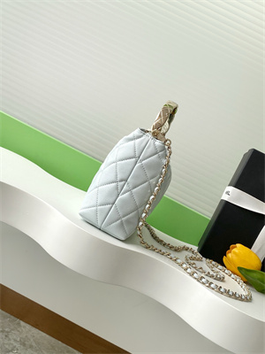 Chanel Coco Crush Top Handle Bag Grained Calfskin Gold Tone Metal Lt Blue AP4591