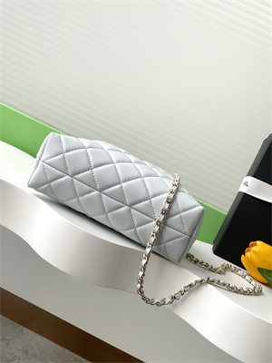 Chanel Coco Crush Top Handle Bag Grained Calfskin Gold Tone Metal Lt Blue AP4591