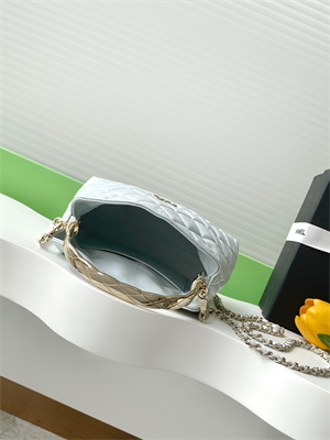 Chanel Coco Crush Top Handle Bag Grained Calfskin Gold Tone Metal Lt Blue AP4591