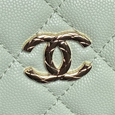 Chanel Coco Crush Top Handle Bag Grained Calfskin Gold Tone Metal Lt Green AP4591