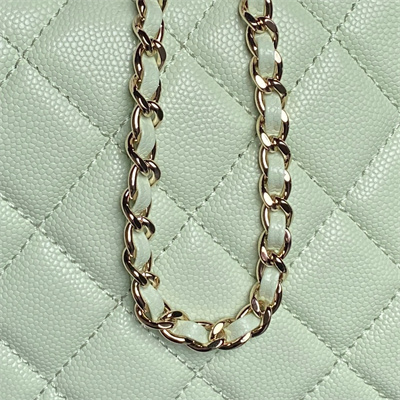 Chanel Coco Crush Top Handle Bag Grained Calfskin Gold Tone Metal Lt Green AP4591