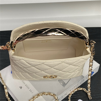 Chanel Coco Crush Top Handle Bag Grained Calfskin Gold Tone Metal Beige AP4591