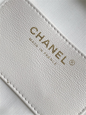 Chanel Hobo Bag Lambskin Gold Tone Metal White AS5528