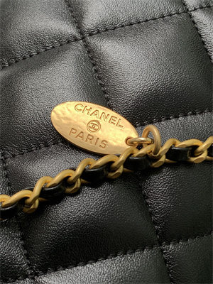 Chanel Hobo Bag Lambskin Gold Tone Metal Black AS5528